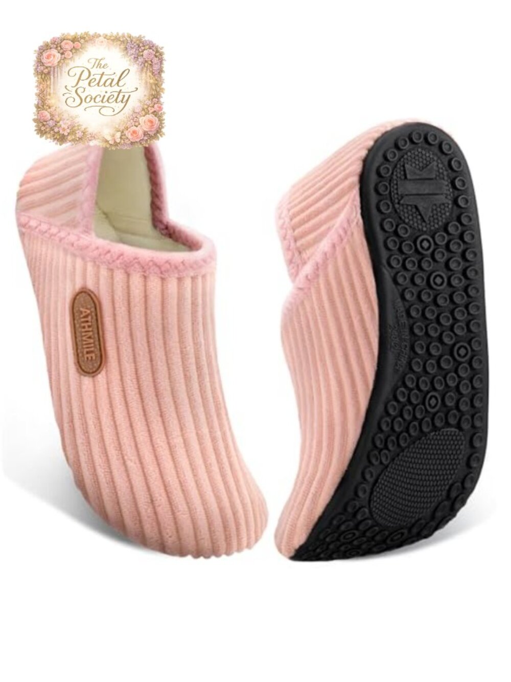 Corduroy House Slippers Indoor Outdoor Non-Slip Foldable Washable